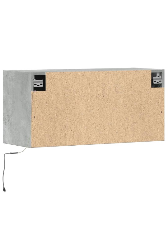 Tv sienas skapītis ar led lampiņām, betona pelēks, 80x31x38 cm