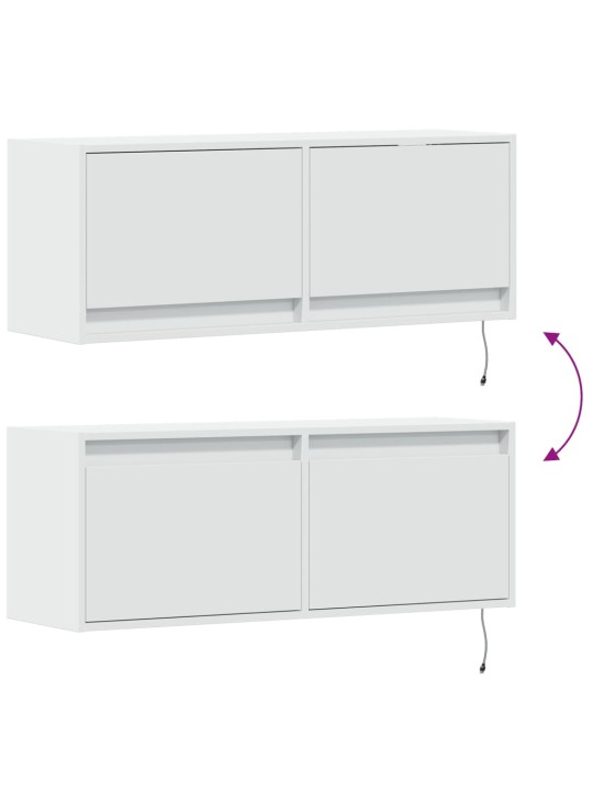 Tv galdiņš ar led lampiņām, balti, 100x31x38 cm