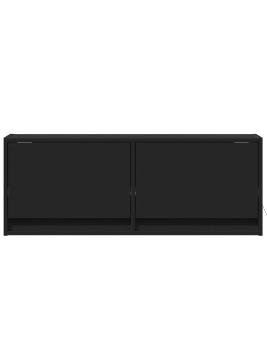 Tv sienas skapītis ar led lampiņām, melns, 100x31x38 cm