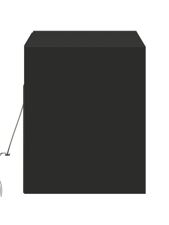 Tv sienas skapītis ar led lampiņām, melns, 100x31x38 cm