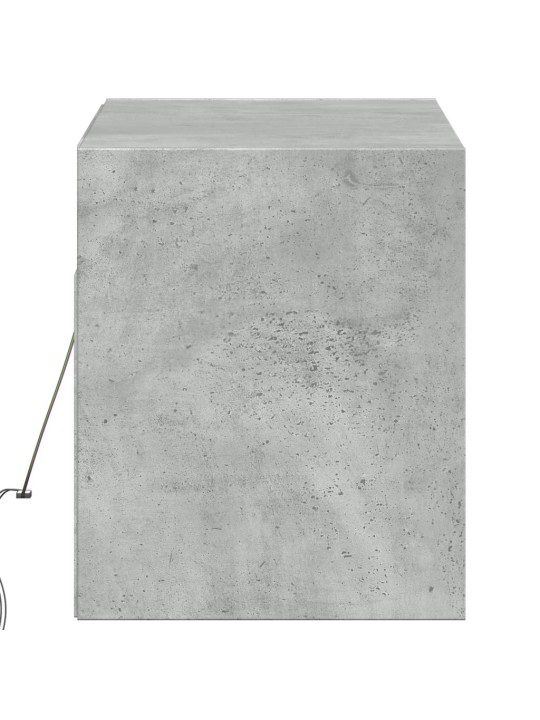 Tv sienas skapītis ar led lampiņām, betona pelēks, 100x31x38 cm