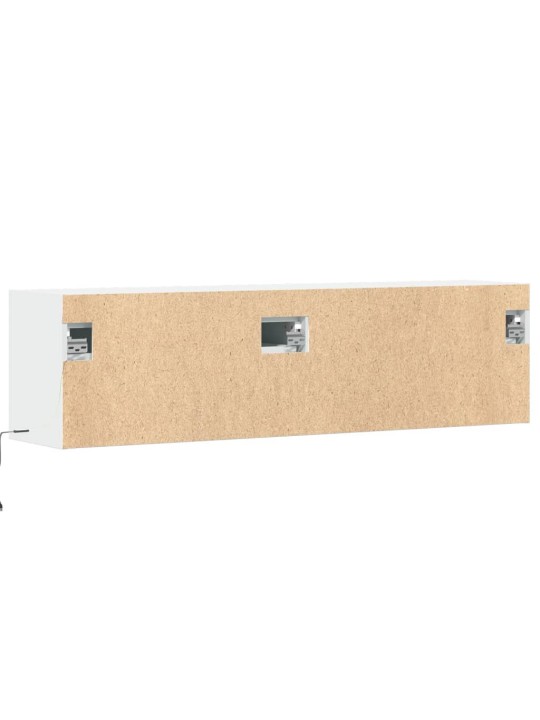 Tv sienas skapītis ar led lampiņām, balts, 140x31x38 cm