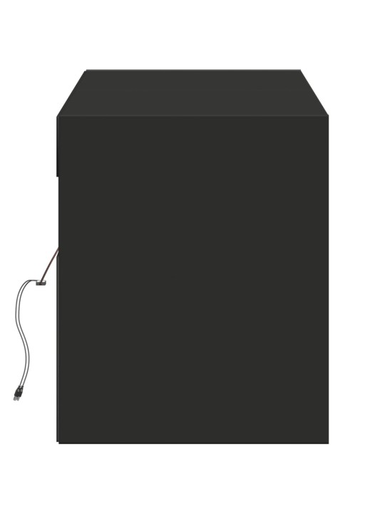 Tv sienas skapītis ar led lampiņām, melns, 140x31x38 cm