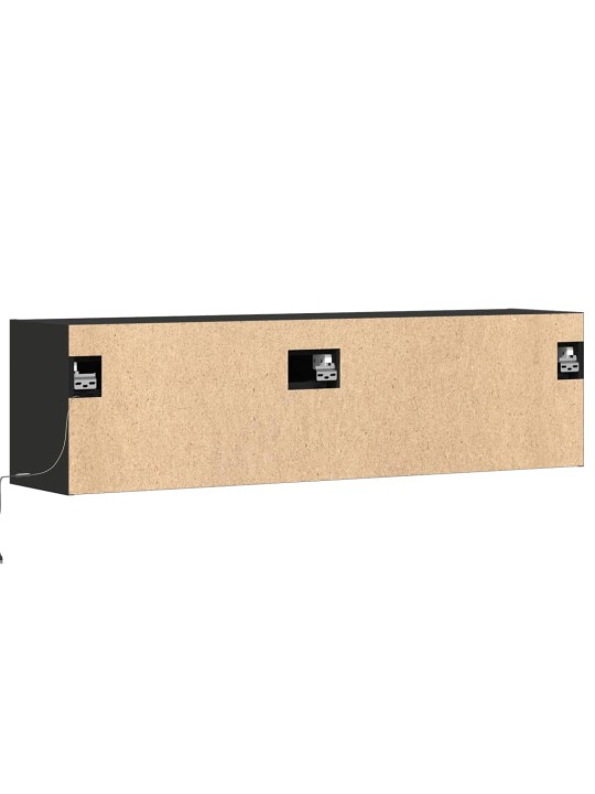 Tv sienas skapītis ar led lampiņām, melns, 140x31x38 cm