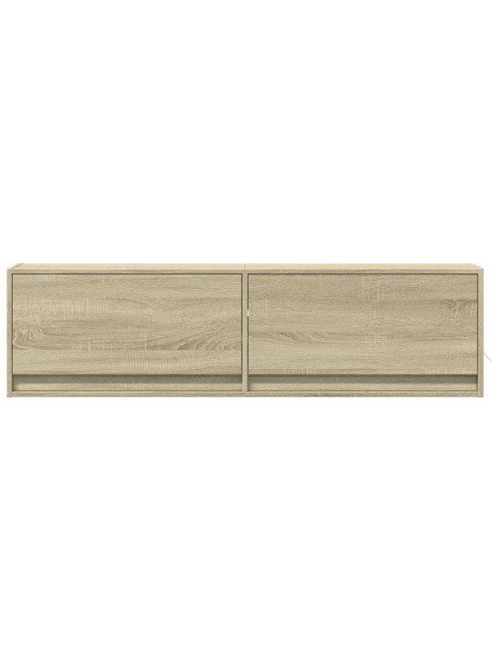 Tv sienas skapītis ar led lampiņām, koka krāsa, 140x31x38 cm