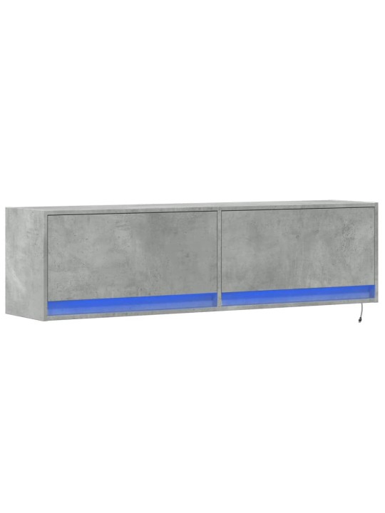 Tv sienas skapītis ar led lampiņām, betona pelēks, 140x31x38 cm
