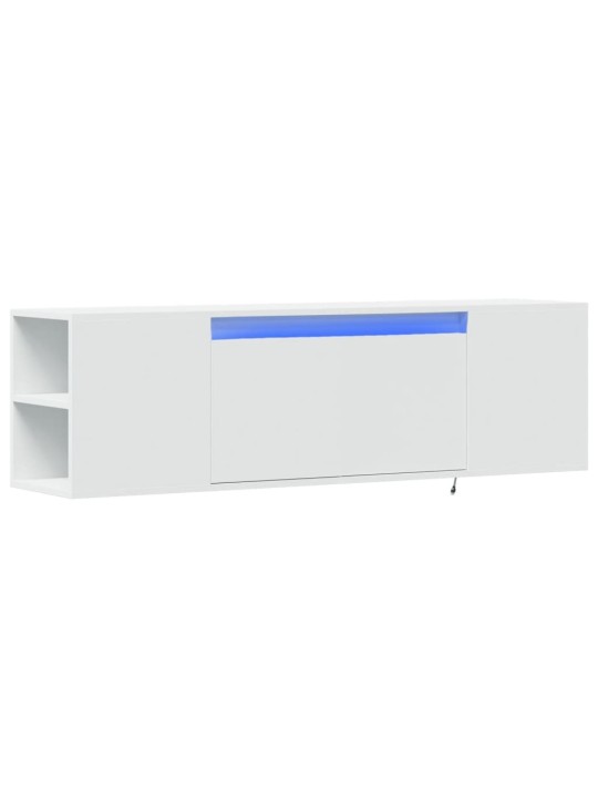Tv sienas skapītis ar led lampiņām, balts, 135x31x39,5 cm
