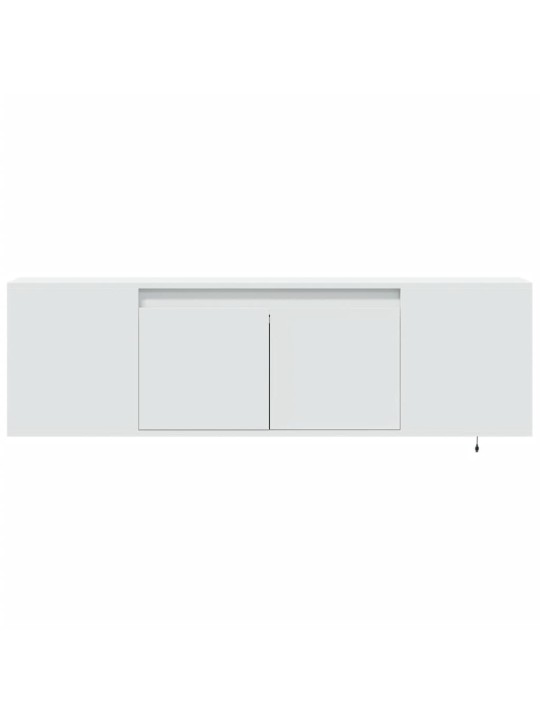 Tv sienas skapītis ar led lampiņām, balts, 135x31x39,5 cm