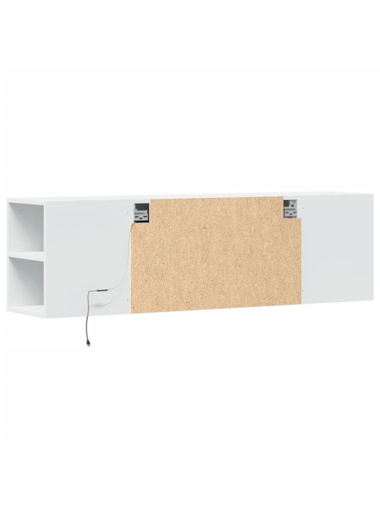 Tv sienas skapītis ar led lampiņām, balts, 135x31x39,5 cm