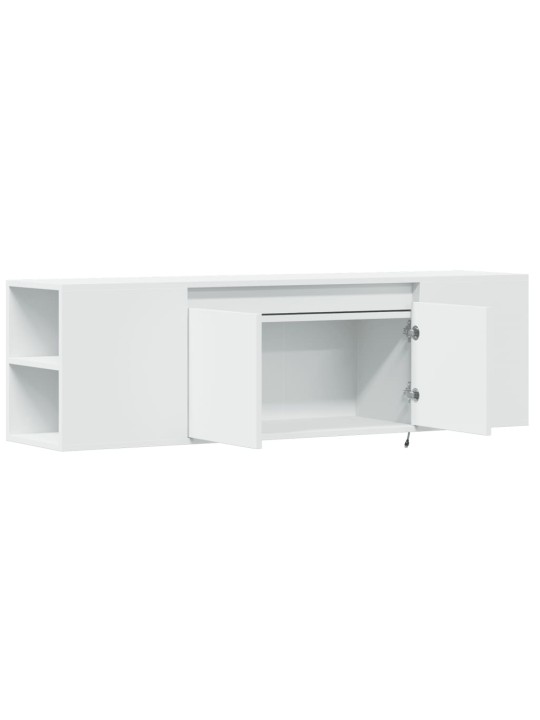 Tv sienas skapītis ar led lampiņām, balts, 135x31x39,5 cm