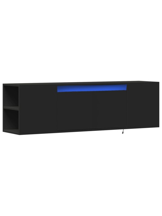 Tv sienas skapītis ar led lampiņām, melns, 135x31x39,5 cm