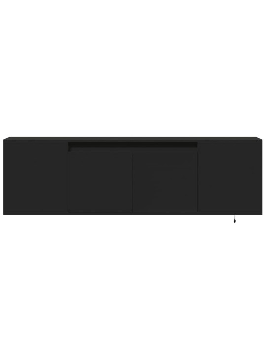 Tv sienas skapītis ar led lampiņām, melns, 135x31x39,5 cm