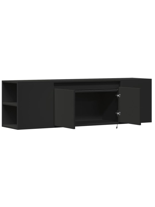 Tv sienas skapītis ar led lampiņām, melns, 135x31x39,5 cm