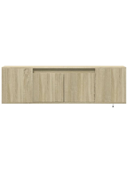 Tv sienas skapītis ar led lampiņām, koka krāsa, 135x31x39,5 cm