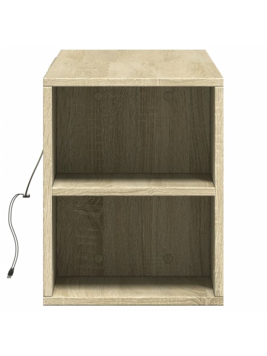 Tv sienas skapītis ar led lampiņām, koka krāsa, 135x31x39,5 cm