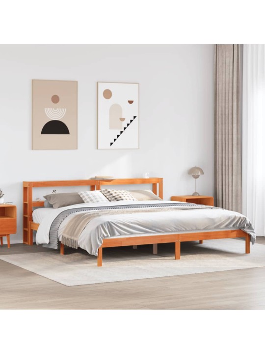 Gultas rāmis ar galvgali, vaska brūnas, 200x200 cm, priede