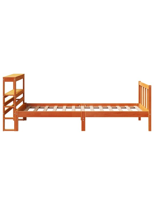 Gultas rāmis ar galvgali, vaska brūnas, 75x190 cm, priede