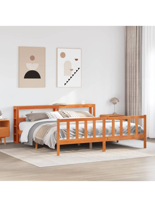 Gultas rāmis ar galvgali, vaska brūnas, 180x200 cm, priede