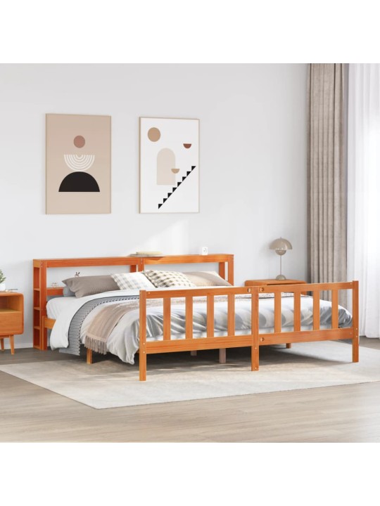 Gultas rāmis ar galvgali, vaska brūnas, 200x200 cm, priede
