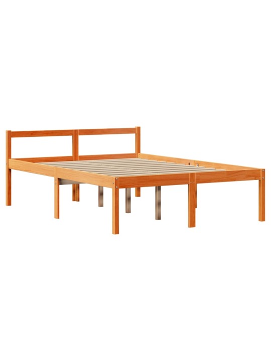 Gultas rāmis ar galvgali, vaska brūnas, 135x190 cm, priede