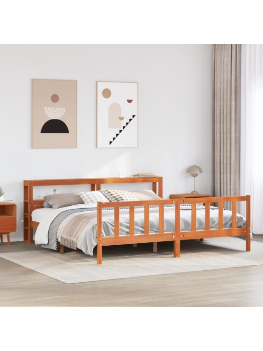Gultas rāmis ar galvgali, vaska brūnas, 180x200 cm, priede
