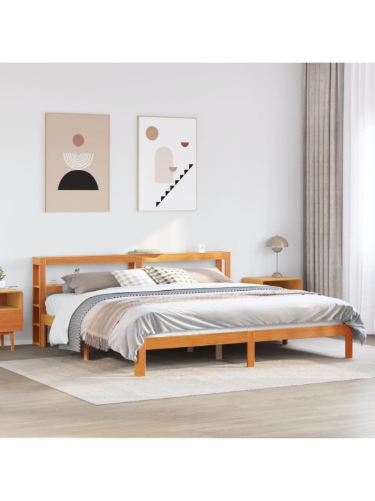 Gulta bez matrača, vaska brūnas, 180x200 cm, priedes masīvkoks