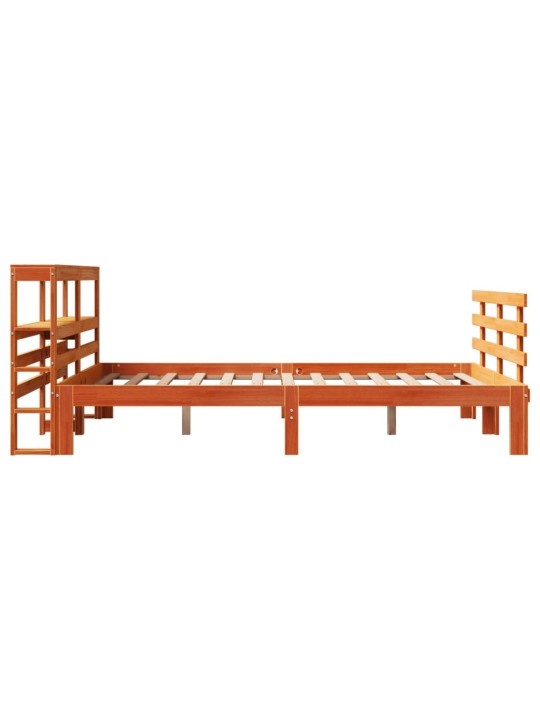 Gultas rāmis ar galvgali, vaska brūnas, 135x190 cm, priede