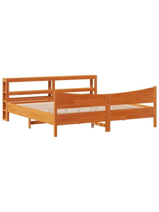 Gultas rāmis ar galvgali, vaska brūnas, 200x200 cm, priede