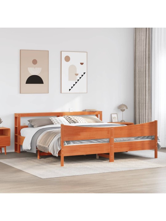 Gultas rāmis ar galvgali, vaska brūnas, 180x200 cm, priede