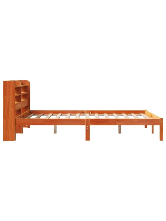 Gultas rāmis ar galvgali, vaska brūnas, 135x190 cm, priede
