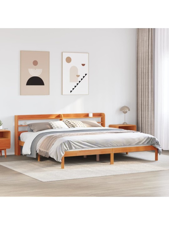 Gultas rāmis ar galvgali, vaska brūnas, 180x200 cm, priede