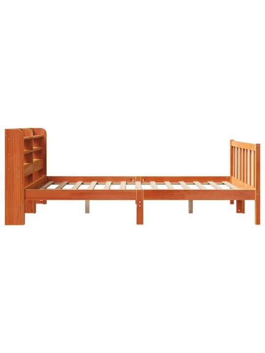 Gultas rāmis ar galvgali, vaska brūnas, 135x190 cm, priede