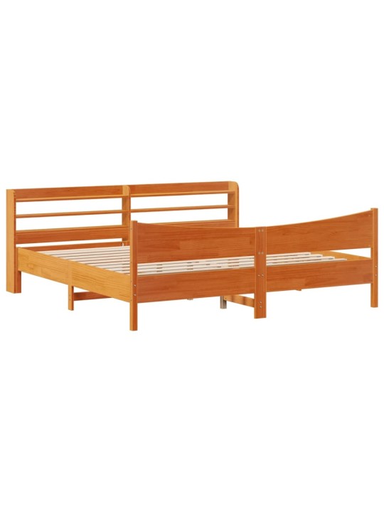 Gultas rāmis ar galvgali, vaska brūnas, 180x200 cm, priede