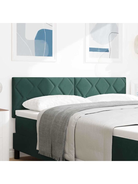 LED gultas galvgalis geometric manuāls tumši zaļa 144 cm samts