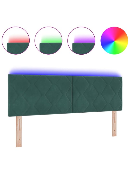 LED gultas galvgalis geometric manuāls tumši zaļa 144 cm samts