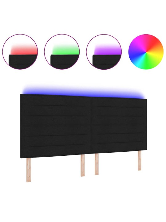 LED gultas galva ar LED sloksnes lukturiem melna 200 cm audums