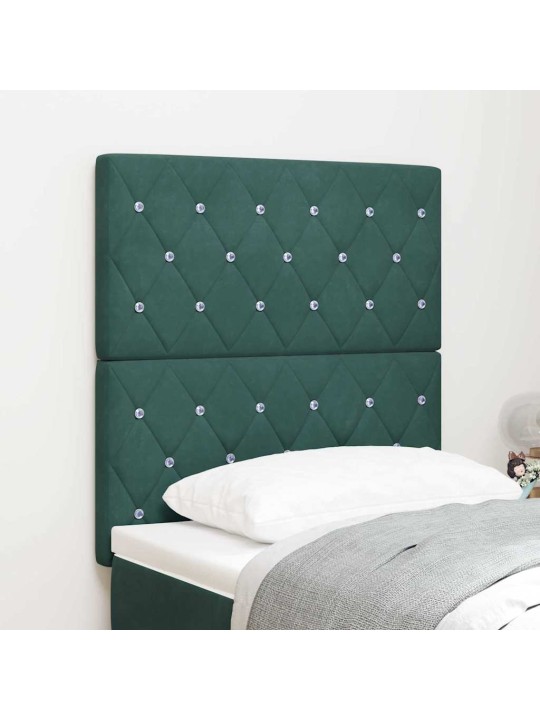 LED gultas galvgalis argyle manuāls tumši zaļa 80 cm samts
