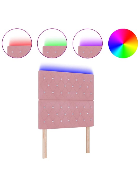 LED gultas galvgalis ar LED sloksnes lukturiem rozā 90 cm samts
