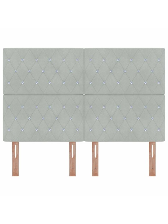 LED gultas galvgalis argyle manuāls gaiši pelēka 144 cm samts