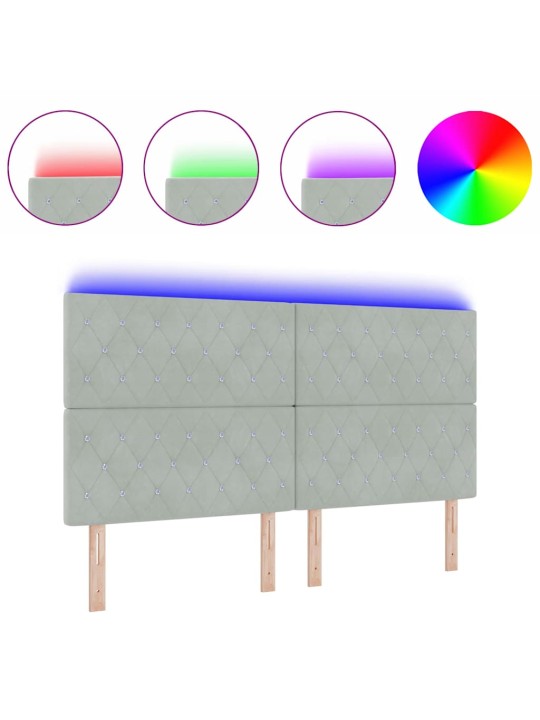 LED gultas galvgalis argyle manuāls gaiši pelēka 90 cm samts