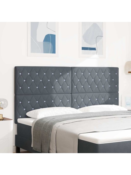 LED gultas galvgalis argyle manuāls tumši pelēka 90 cm samts