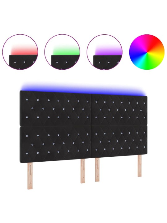 LED gultas galvgalis argyle ar galvas klāju melna 90 cm samts
