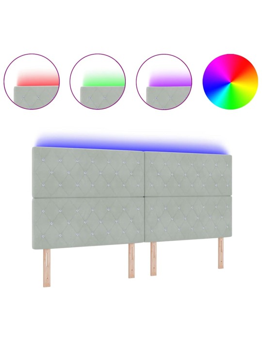 LED gultas galvgalis argyle manuāls gaiši pelēka 100 cm samts