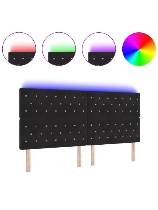 LED gultas galvgalis argyle ar galvas klāju melna 100 cm samts