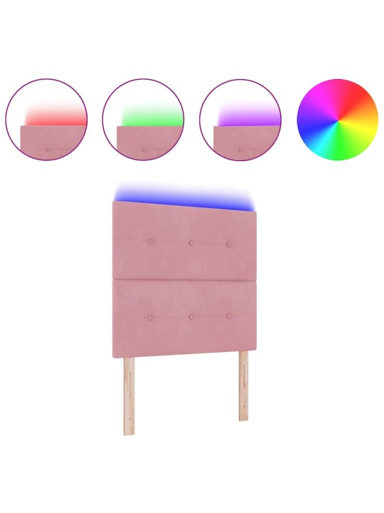 Galvgalis ar led sloksnes lukturiem regulējams rozā 90 cm samts