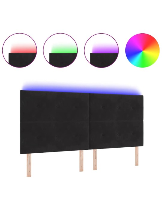 Galvgalis ar led sloksnes lukturiem melna 100 cm samts
