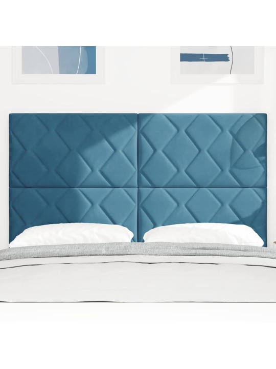 LED gultas galvgalis geometric manuāls tumši zila 144 cm samts