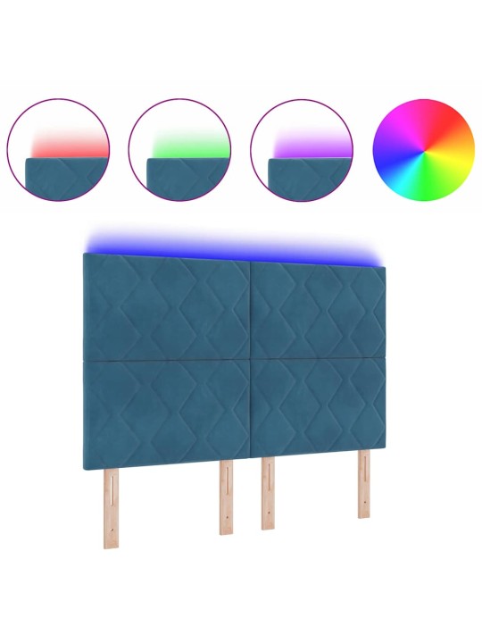 LED gultas galvgalis geometric manuāls tumši zila 144 cm samts