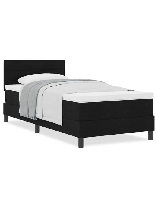 Kontinentālā gulta ar matraci melna 90 x 190 cm audums