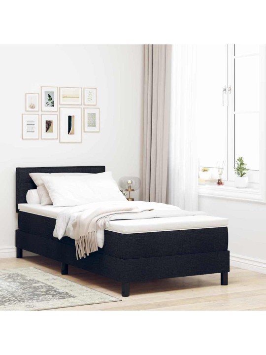 Kontinentālā gulta ar matraci melna 100 x 200 cm audums